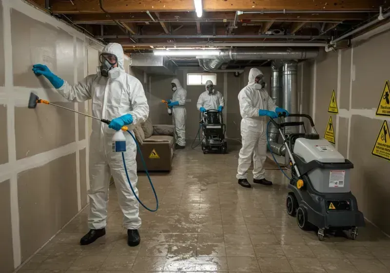 Basement Moisture Removal and Structural Drying process in Kernersville, NC